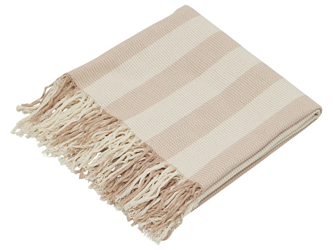 Плед Reglet, 130x150 см ( с учетом бахромы) 100% хлопок, бежевый - рис 2.