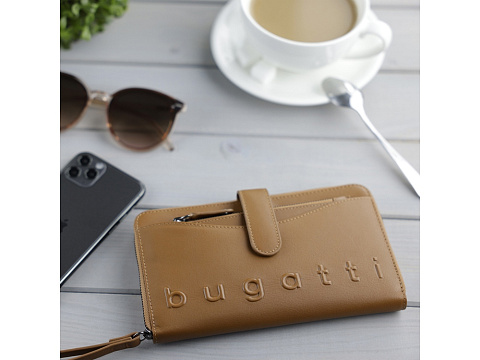 Кошелёк женский BUGATTI ДАФНА | DAPHNE с ключницей, коньячный цвет, воловья кожа/полиэстер, 19х3х11 см - рис 7.