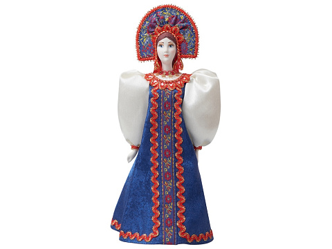 Подарочный набор: кукла фарфоровая, крем-мед, синий - рис 9.