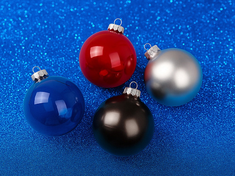 Стеклянный елочный шар Christmas bauble, черный металлик, с серебристым колпачком в черной коробке - рис 5.