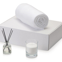 Подарочный набор White light 2.0 с пледом, диффузором, насыпной свечой