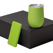 Подарочный набор с термокружкой и повербанком С2, 10000 mAh, зеленое яблоко