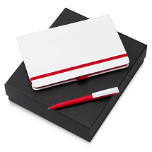 Подарочный набор Jacque white 2.0. с ручкой и блокнотом, красный