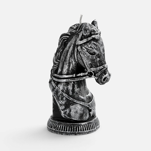 Свеча фигурная «Бюст лошади», серебристая