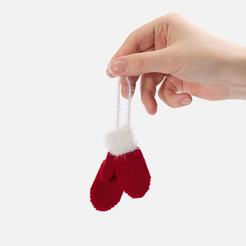 Подвеска на елку «Вьюшка», варежки, красная - рис 3.