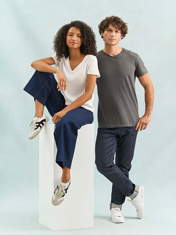 Футболка унисекс Regent с V-образным вырезом, белая - рис 7.