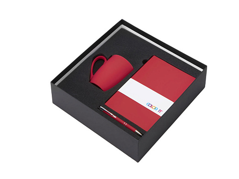 Подарочный набор с блокнотом С3, металлической ручкой и кружкой, красный - рис 2.