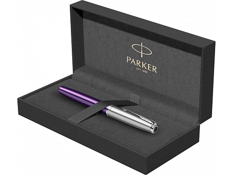 Перьевая ручка Parker Sonnet Essentials Violet SB Steel CT, перо: F, цвет чернил black, в подарочной упаковке. - рис 10.