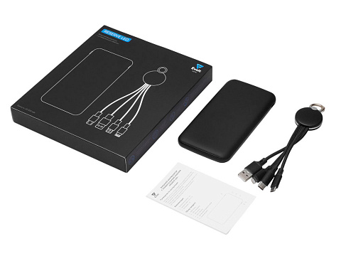 Набор из внешнего акуумулятора и универсального кабеля с подсветкой лого Reserve LED, 10000mAh, черный - рис 3.