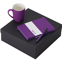 Подарочный набор с блокнотом С1, пластиковой ручкой и кружкой, фиолетовый