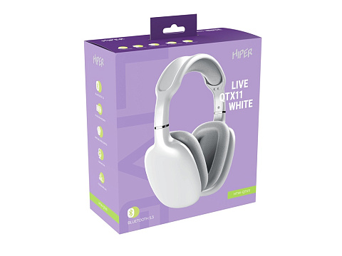 HIPER Наушники накладные Bluetooth HIPER Live белый HTW-QTX11 - рис 4.