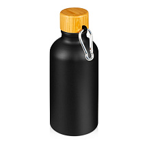 Матовая спортивная бутылка Hip S Bamboo с карабином и объемом 400 мл, черный