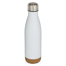 Бутылка для воды Cove из нержавеющей стали с двойными стенками и вакуумной изоляцией, объемом 500 мл, с пробковыми деталями - Белый