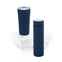 Подарочный набор FAMILY с термосом и термокружкой, темно-синий