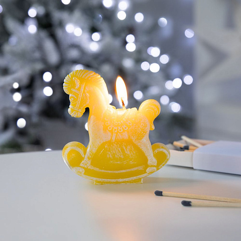 Свеча фигурная «Лошадка-качалка», желтая - рис 6.