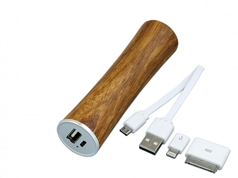 PB_wood2 Универсальное зарядное устройство power bank круглой формы. 2200MAH. Красный - рис 2.