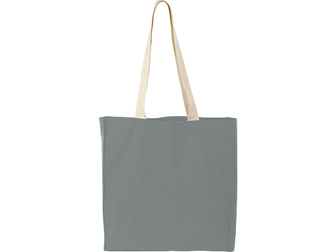 Сумка Donny из хлопка с донной складкой и парусиновыми ручками, серый - рис 3.