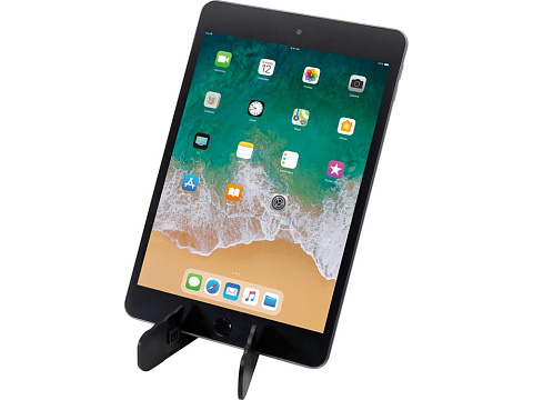 Buna складная подставка для планшета и телефона из переработанной пластмассы, черный - рис 4.