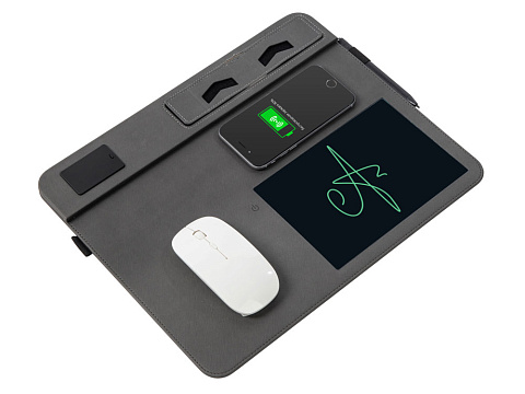 Многофункциональный коврик для мыши Multi Pad с беспроводной зарядкой и LCD экраном, 10 Вт, черный - рис 4.
