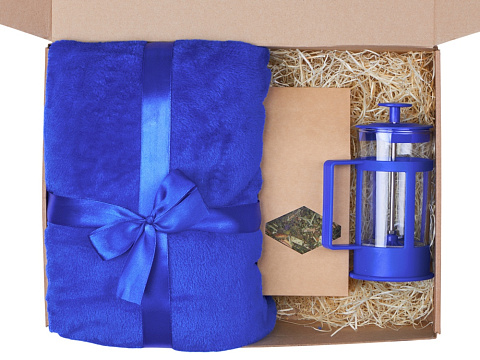 Подарочный набор Tea time с пледом, синий - рис 3.