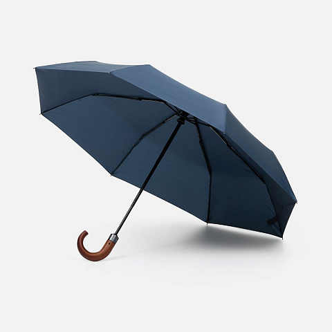 Зонт складной Classic, темно-синий с темной ручкой - рис 2.