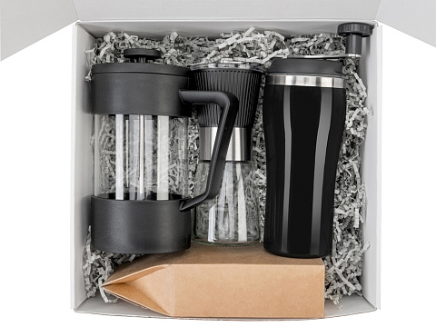 Подарочный набор с кофе, кружкой и френч-прессом Бодрое утро 2.0, черный - рис 3.