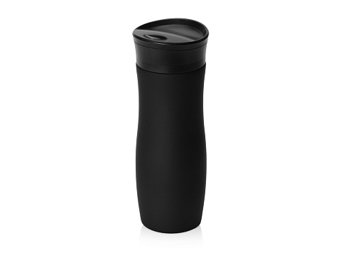 Вакуумная термокружка с кнопкой Streamline, Waterline, soft-touch, тубус, черный - рис 2.