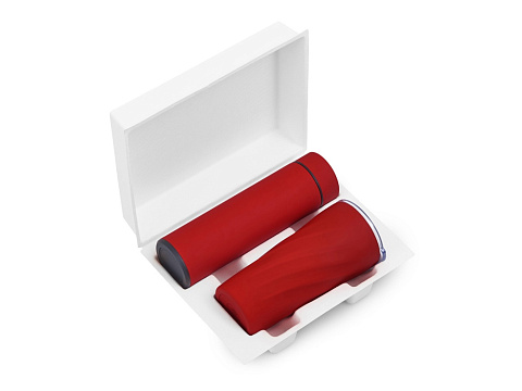 Подарочный набор FAMILY с термосом и термокружкой, красный - рис 2.