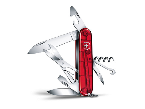 Нож перочинный VICTORINOX Climber, 91 мм, 14 функций, полупрозрачный красный - рис 2.