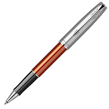 Ручка-роллер Parker Sonnet Essentials Orange SB Steel CT, цвет чернил black,перо: F, в подарочной упаковке.