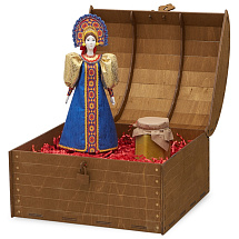 Подарочный набор: кукла фарфоровая, крем-мед, синий