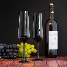 Набор бокалов для шампанского из черного стекла (2 шт)