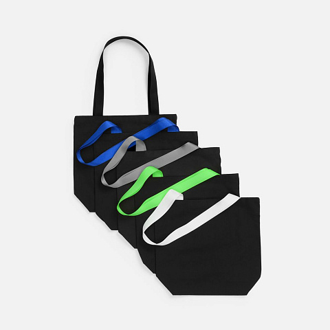 Шопер B5, черный с широкими белыми ручками - рис 3.