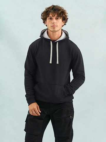 Худи унисекс Cameron, черное с серым меланжем - рис 5.