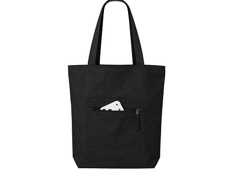 Сумка на молнии Zipper  Neo из хлопка 280 г c карманом на молнии спереди, черный - рис 6.