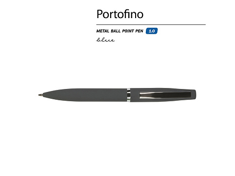 Ручка металлическая шариковая Portofino, софт-тач, 1.0 мм, серый - рис 2.