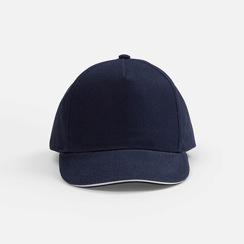 Бейсболка Classic 2.0, темно-синяя с белым кантом - рис 4.
