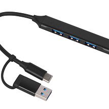 USB-хаб Link с коннектором 2-в-1 USB-C и USB-A, 2.0/3.0, черный