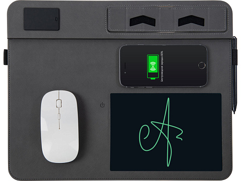 Многофункциональный коврик для мыши Multi Pad с беспроводной зарядкой и LCD экраном, 10 Вт, черный - рис 3.