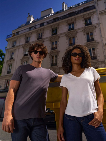 Футболка унисекс Regent с V-образным вырезом, серый меланж - рис 9.