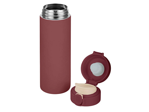 Вакуумная термокружка Waterline c кнопкой Guard, 400 мл, тубус, бургунди - рис 2.