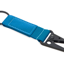 Брелок-ремувка Carabinier из ткани с вставкой из экокожи и карабином, синий