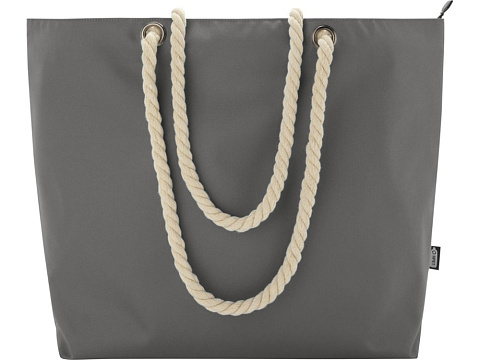 Panama пляжная эко-сумка-холодильник из переработанного материала, с ручками-шнурками 23L, серый - рис 2.