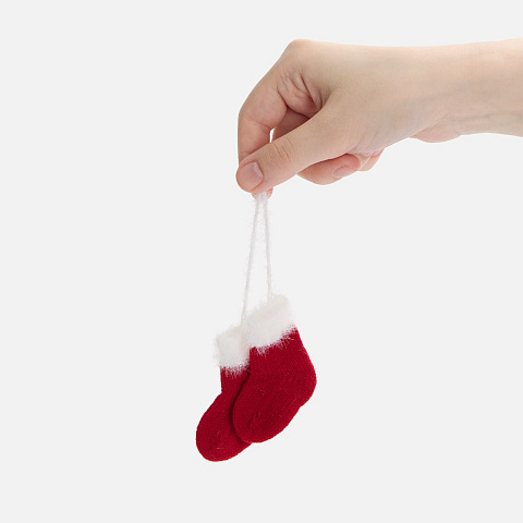 Подвеска на елку «Вьюшка», носочки, красная - рис 3.