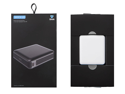 Внешний аккумулятор Brick 10 с быстрой зарядкой QC/PD, 10000 мАч, белый - рис 8.