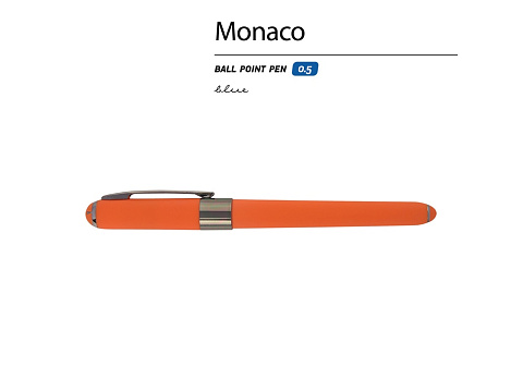 Ручка пластиковая шариковая Monaco, 0,5мм, синие чернила, оранжевый/вороненая сталь - рис 2.