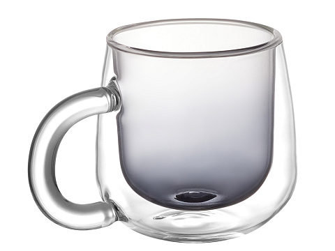 Кружка с двойными стенками с широкой ручкой и градиентным покрытием Fog, черный - рис 3.