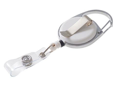 Бейдж с рулеткой-карабин Favor, белый - рис 6.