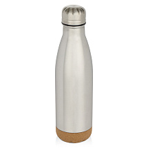 Бутылка для воды Cove из нержавеющей стали с двойными стенками и вакуумной изоляцией, объемом 500 мл, с пробковыми деталями - Matted silver
