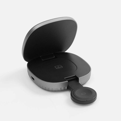 Складная станция беспроводной зарядки flowPad, серая - рис 4.